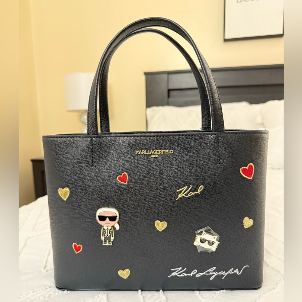 Karl Lagerfeld Paris Maybelle Handbag, Black, new